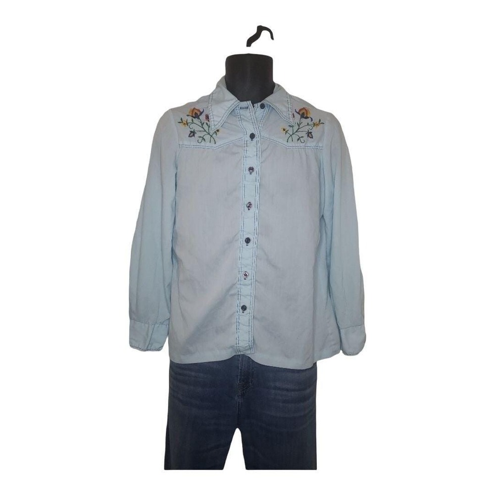 Vintage Never Needs Ironing Womens Size 34 Long Sleeve Western Button Down Shirt